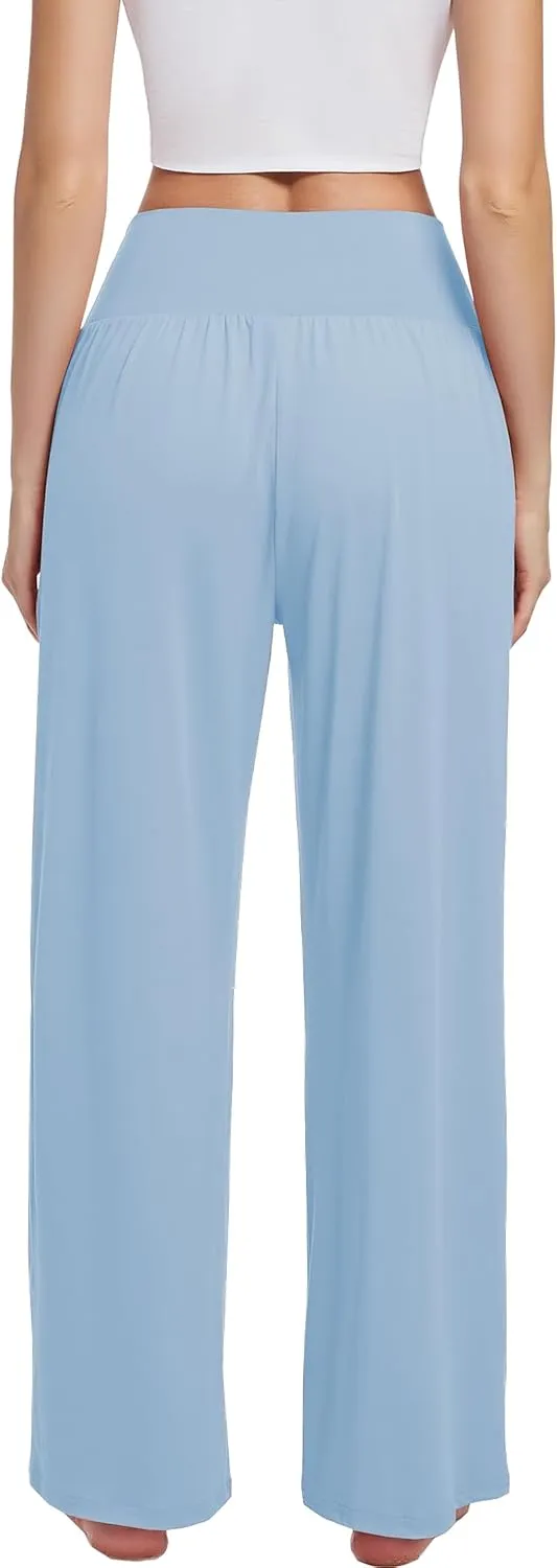 3PACK Women's Casual Loose Wide Leg Cozy Pants Yoga High Waisted Sweatpants Comfy Lounge Pants with Pants with Pockets