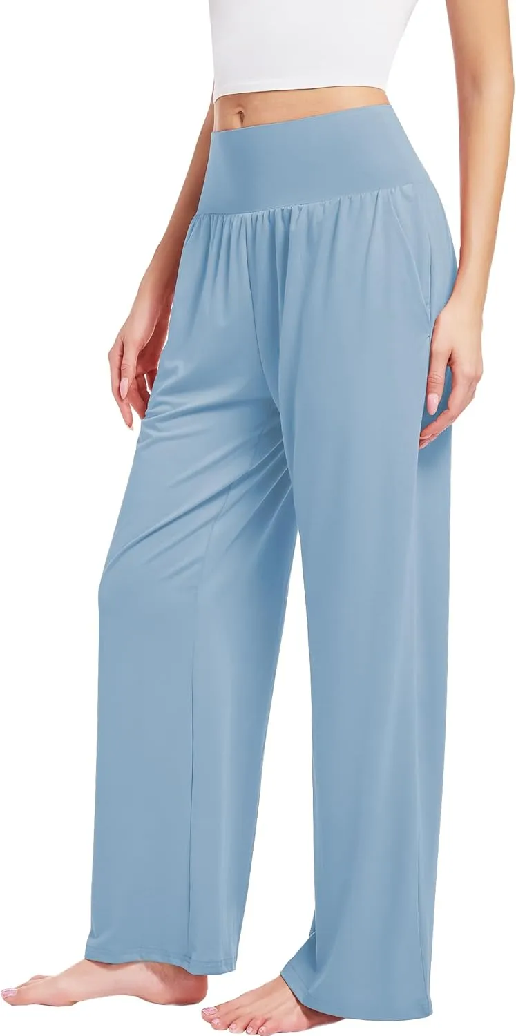3PACK Women's Casual Loose Wide Leg Cozy Pants Yoga High Waisted Sweatpants Comfy Lounge Pants with Pants with Pockets