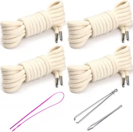 4 Pcs 53'' Drawstring Cords Replacement Drawstrings in 10 Colors facor,with 3 Style Easy Threader for Sweatpants Shorts Pants Hoodies(Ivory)