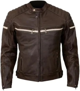92 Classic Caf Racer  Vintage Brown Leather Motorcycle Jacket