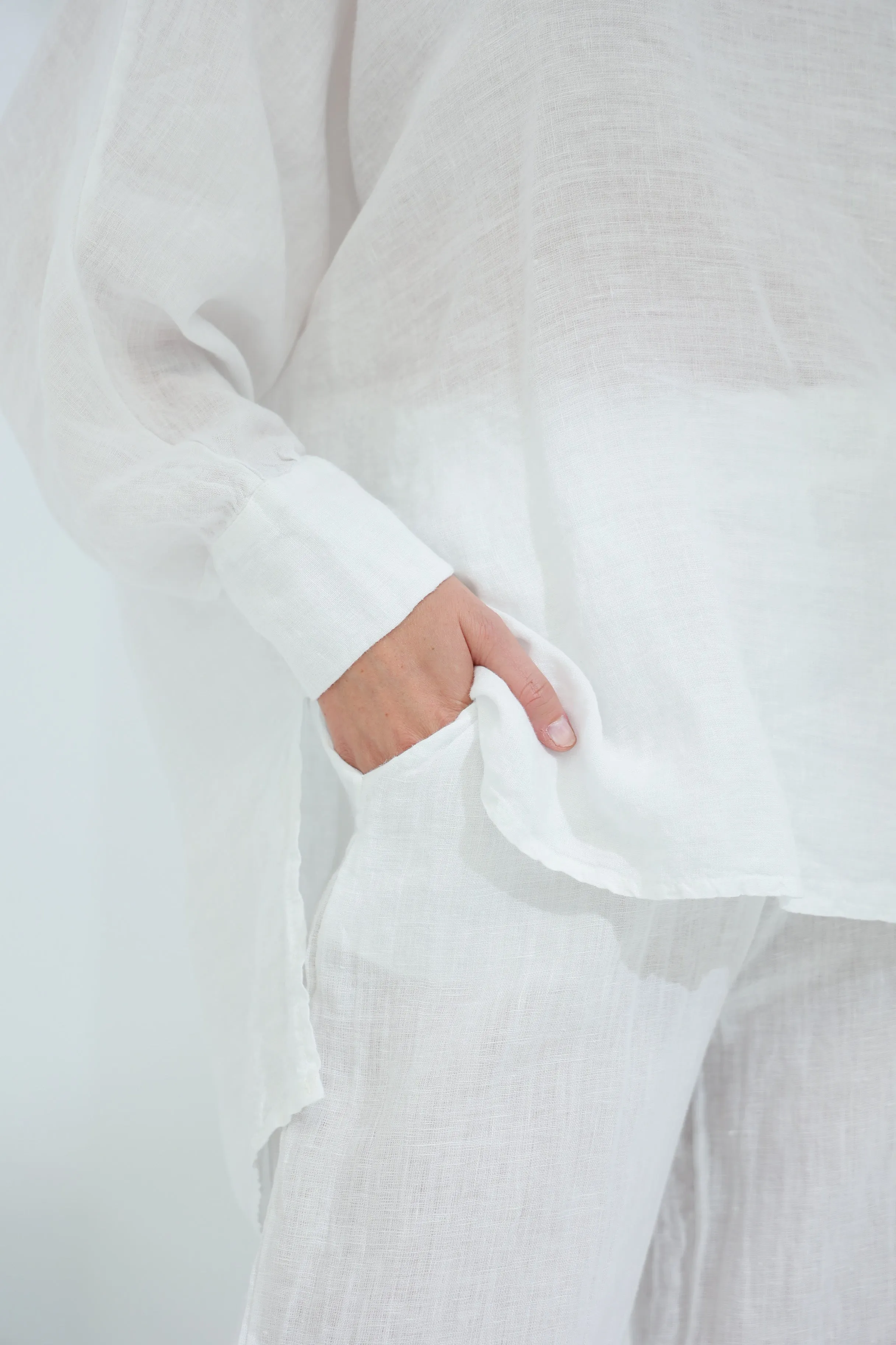 Armonia Straight Leg Linen Pants Blanco
