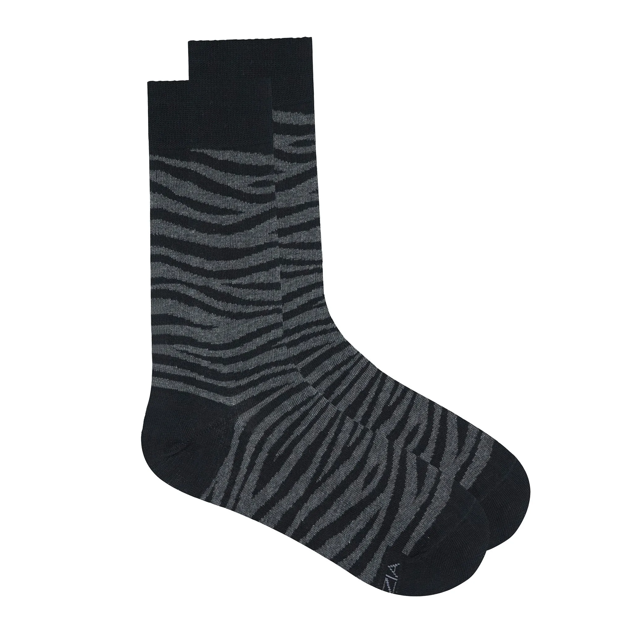 BALENZIA MEN'S WWF-INDIA BLACK FORMAL CREW SOCKS | 3-PACK | TIGER PRINT & EMBROIDERY | FREE SIZE
