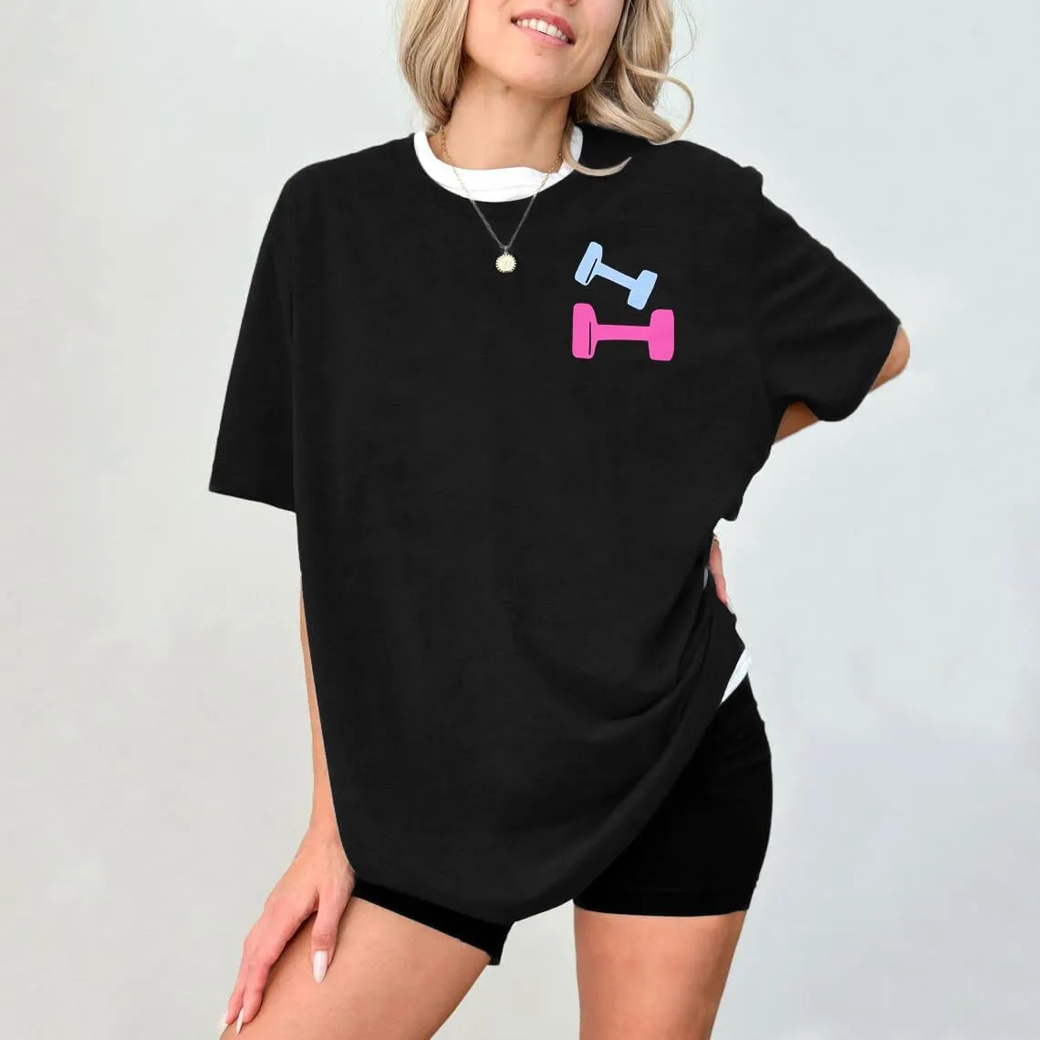 Be Happy Lift Heavy Shirt Women: Oversized Gym Weightlifting Graphic Tshirt Funny Workout Shirts Casual Gym Lover Tops