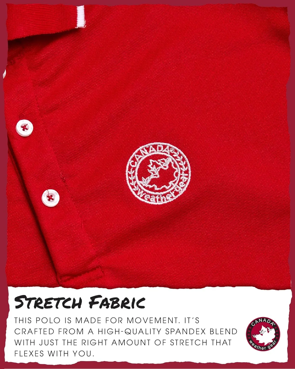 CANADA WEATHER GEAR Men's Polo Shirt - Tipped Spandex Short Sleeve Performance Polo with Contrast Collar Trim (Sizes: S-XXL)