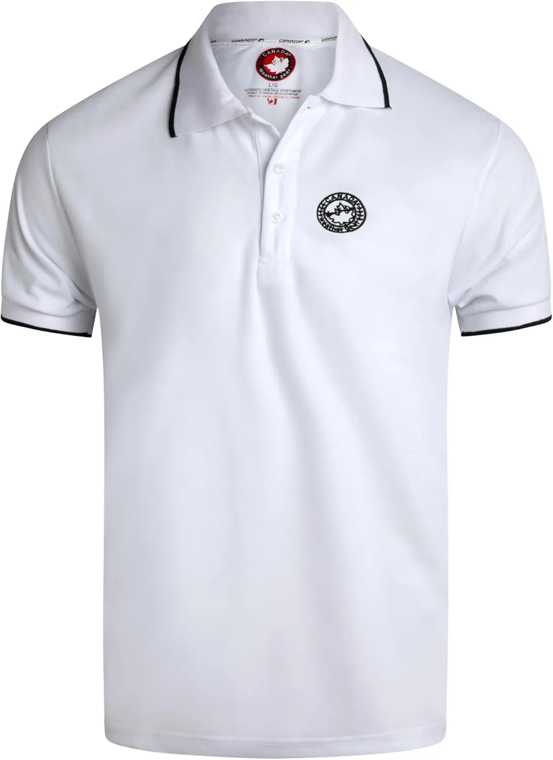 CANADA WEATHER GEAR Men's Polo Shirt - Tipped Spandex Short Sleeve Performance Polo with Contrast Collar Trim (Sizes: S-XXL)