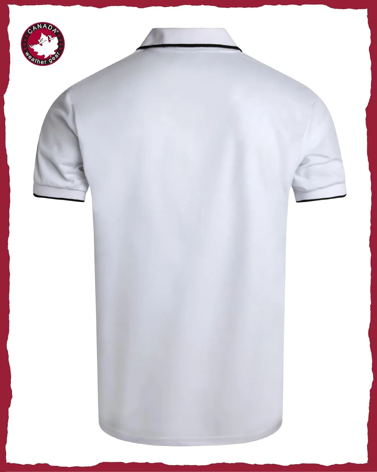 CANADA WEATHER GEAR Men's Polo Shirt - Tipped Spandex Short Sleeve Performance Polo with Contrast Collar Trim (Sizes: S-XXL)