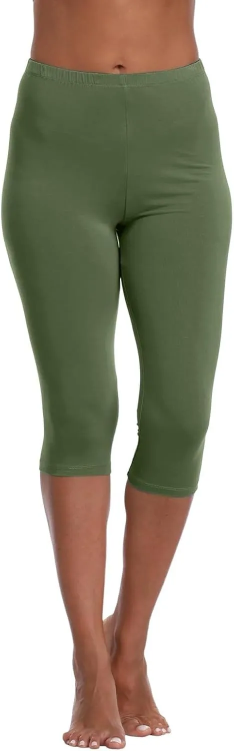 Capri Leggings for Women 2025 Summer Stretch Plus Size High Waisted Pants Casual Workout Yoga Pants with Pockets