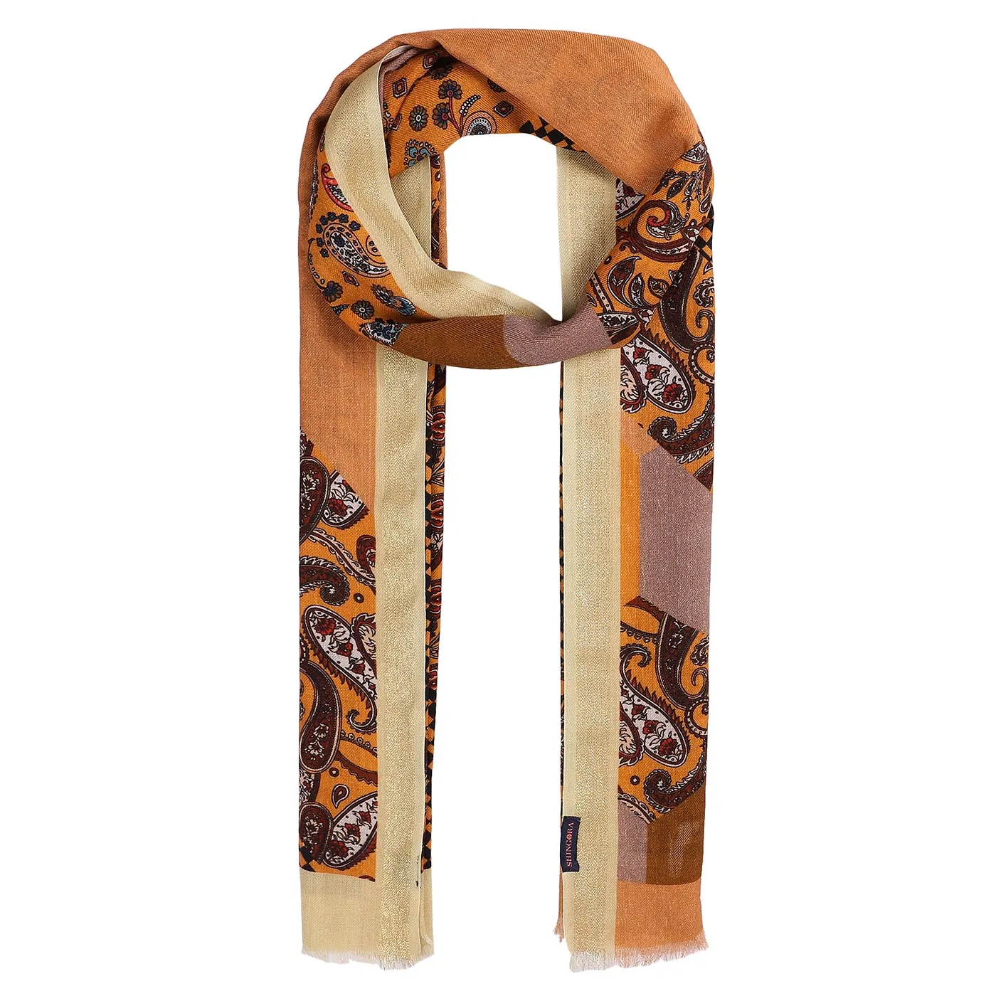 CHARU Wool Blend Orange Printed Stole