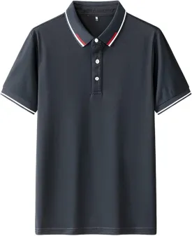 Classic Collared Short Sleeve Polo Shirts for Men - Summer Buttoned Golf Tops