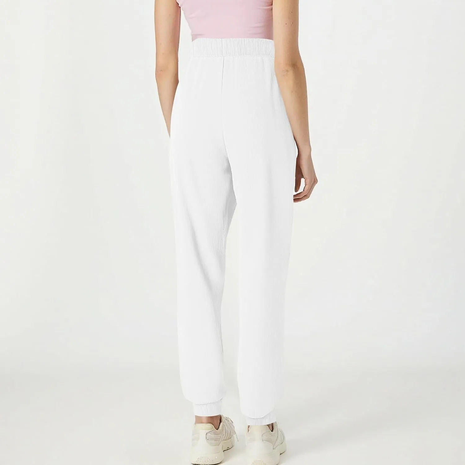 Cotton Linen Pants Women Drawstring High Waisted Tapered Joggers Pants Baggy Beach Travel Cinch Bottom Slacks Pockets
