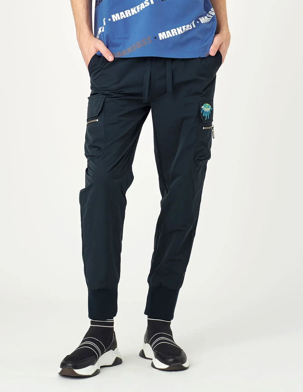 Dance monster embroidery multi-pocket pants