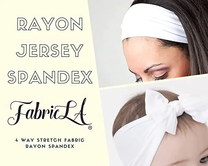 FabricLA Rayon Jersey Spandex - 4 Way Stretch Fabric Rayon Spandex| 240GSM 60 inches Wide | White