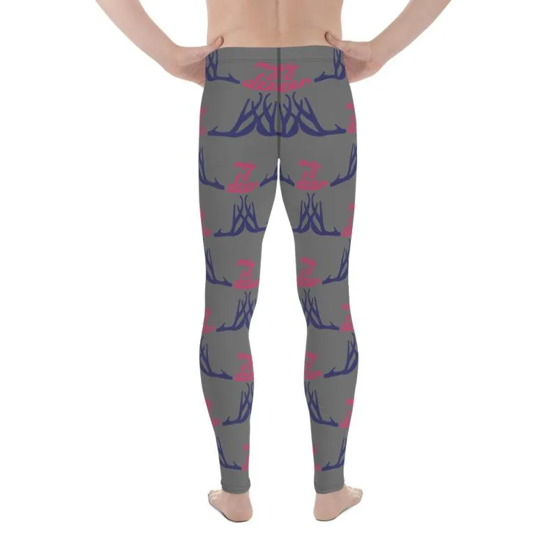 Gray Deer Meggings, Best "My Deer" Christmas Reindeer Funny Tights Men's Leggings Meggings - Made in USA/EU