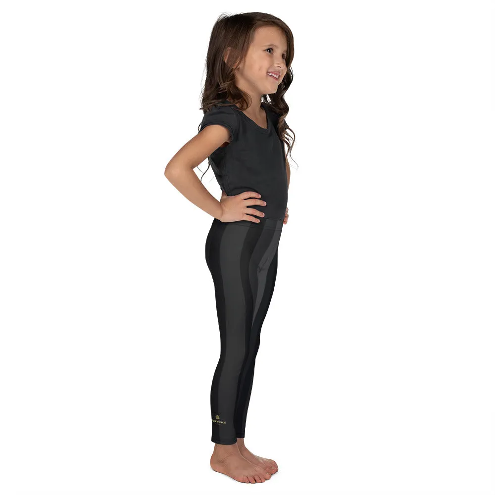 Gray Vertical Stripe Youth Leggings, Printed Kid's Girls Workout Tight s- Made in USA/ EU