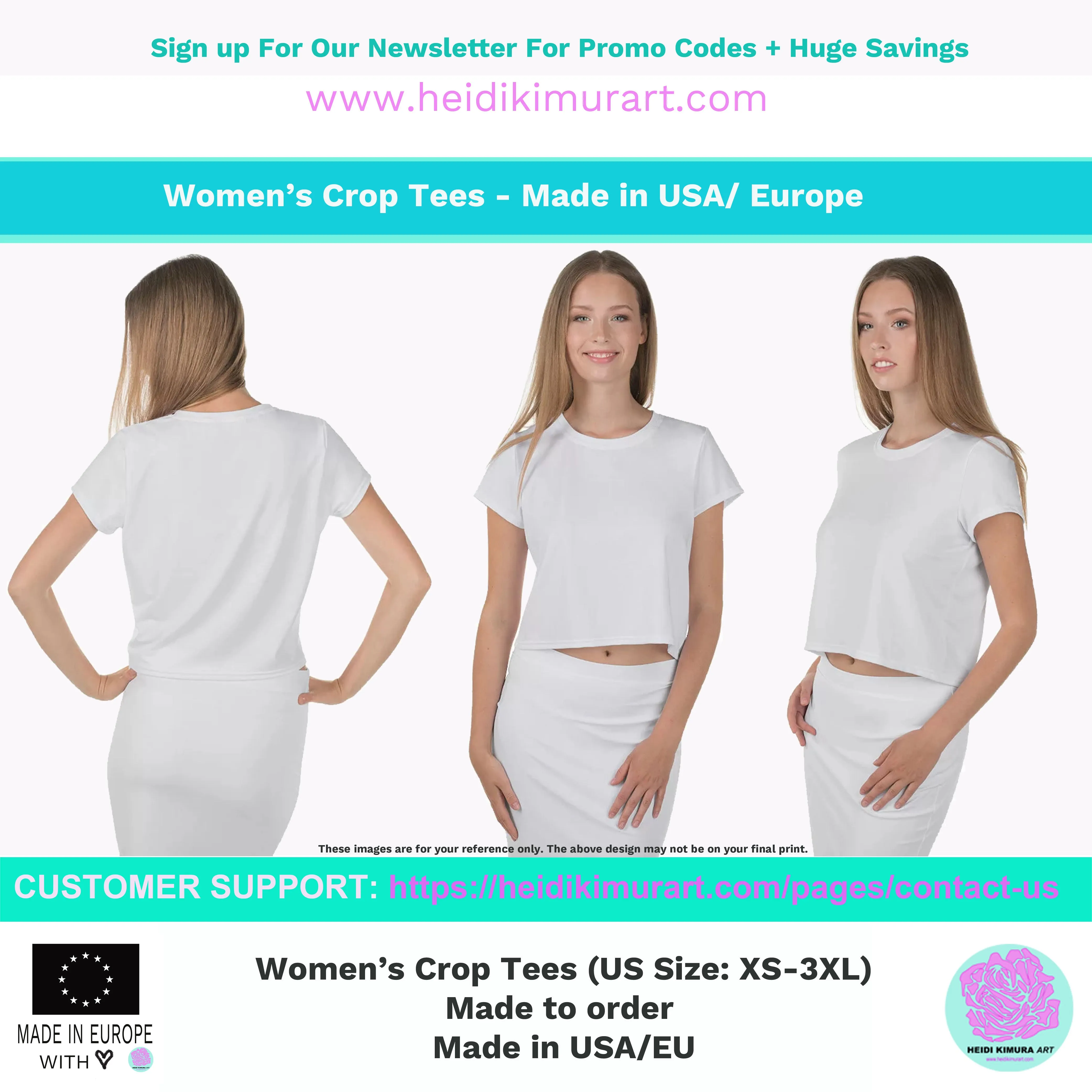 Grey Marble Crop Tee, Marble Print Cropped Women's Designer T-Shirt-Made in USA/EU