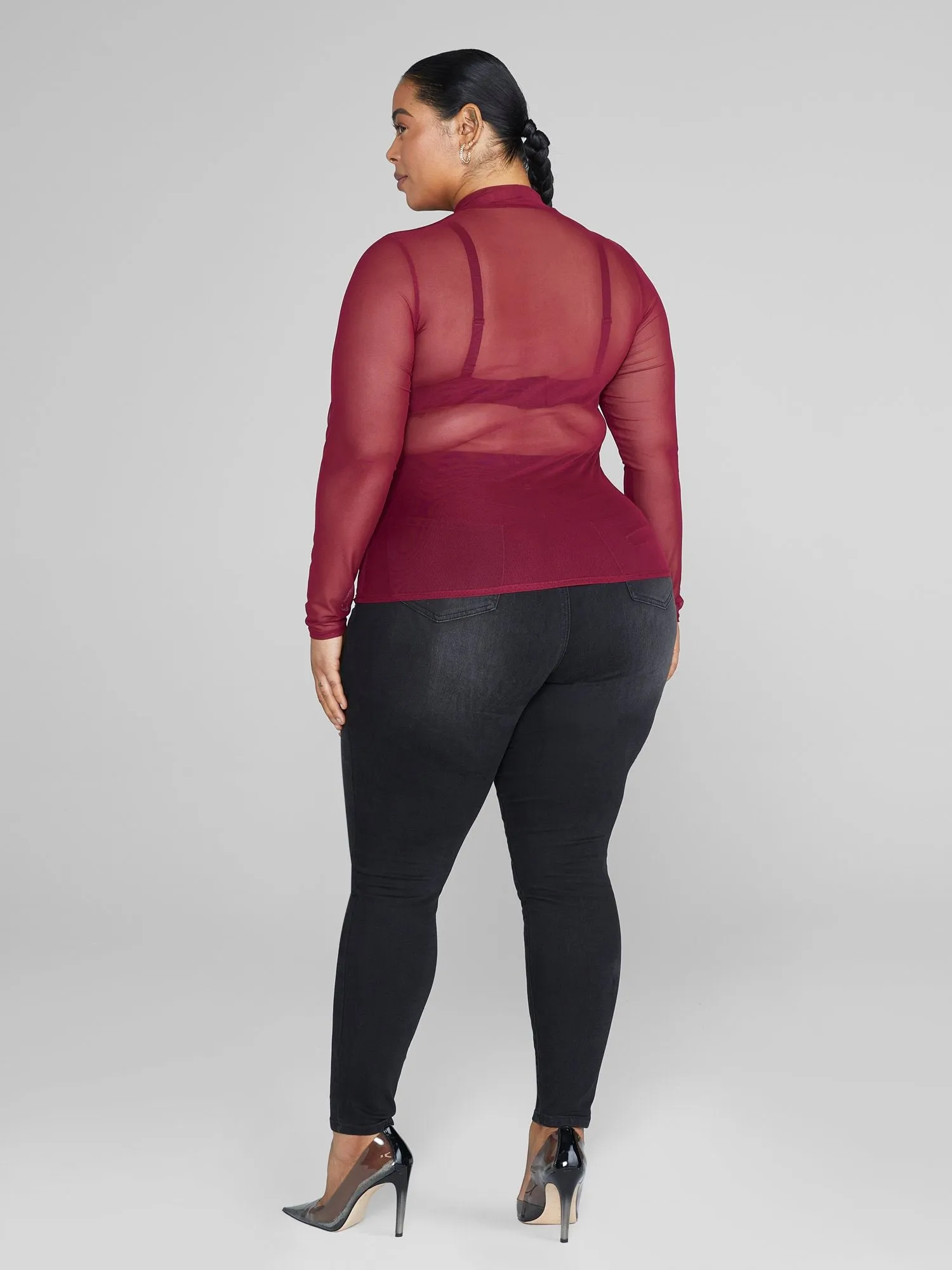 Hollyn Mock Neck Mesh Top