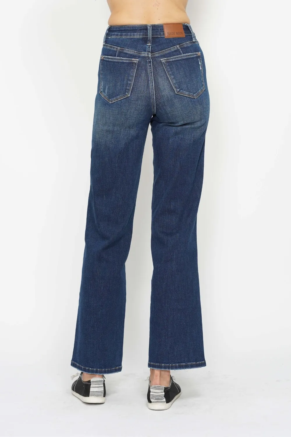 Judy Blue Classic High Waist Tummy Control Straight Jeans in Dark Blue