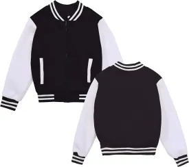 Kids Varsity Jacket Boys Baseball Jacket Sports Outerwear Coat for Girls School Uniform