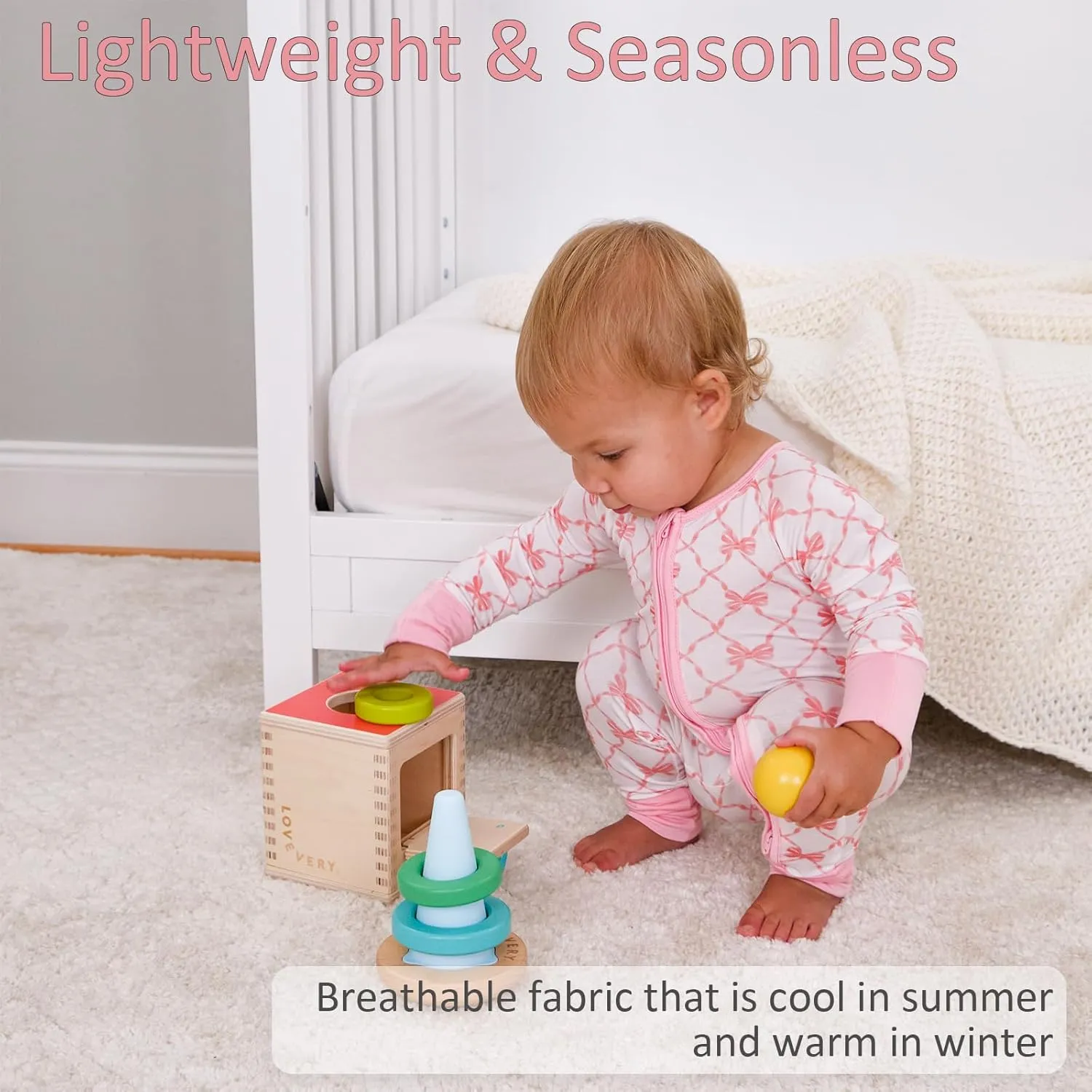 LollyBanks Baby Pajamas, 2-Way Zipper Romper, 95% Viscose Made from Bamboo and 5% Spandex, Baby Sleepers