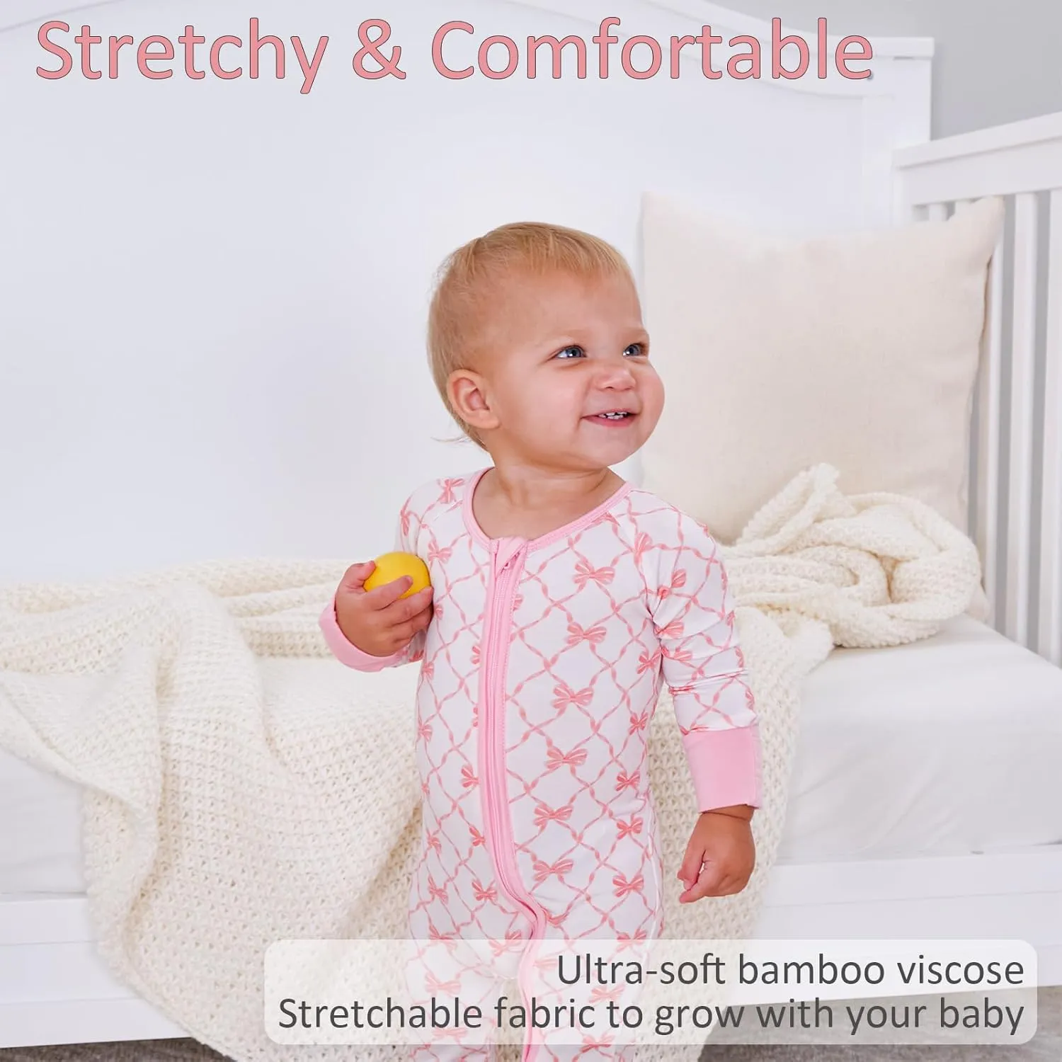 LollyBanks Baby Pajamas, 2-Way Zipper Romper, 95% Viscose Made from Bamboo and 5% Spandex, Baby Sleepers