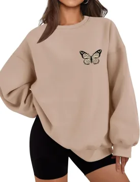 LOMON Oversized Sweatshirt for Women Crewneck Long Sleeve Casual Fleece Tops Graphic Hoodies Pullover Sweater