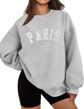 LOMON Oversized Sweatshirt for Women Crewneck Long Sleeve Casual Fleece Tops Graphic Hoodies Pullover Sweater