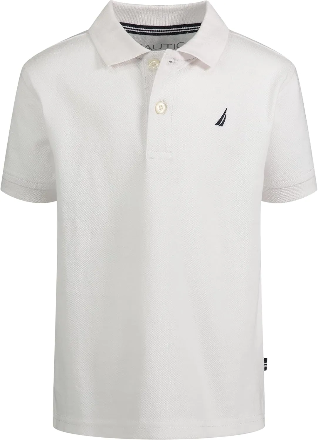 Nautica Boys' Short Sleeve Anchor Polo, Button Closure, Soft & Comfortable, Pique Fabric