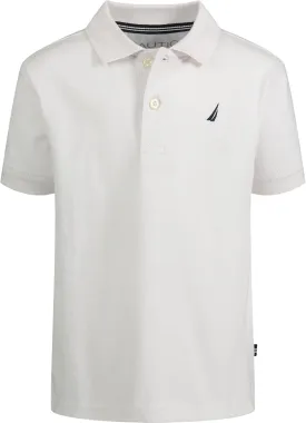 Nautica Boys' Short Sleeve Anchor Polo, Button Closure, Soft & Comfortable, Pique Fabric
