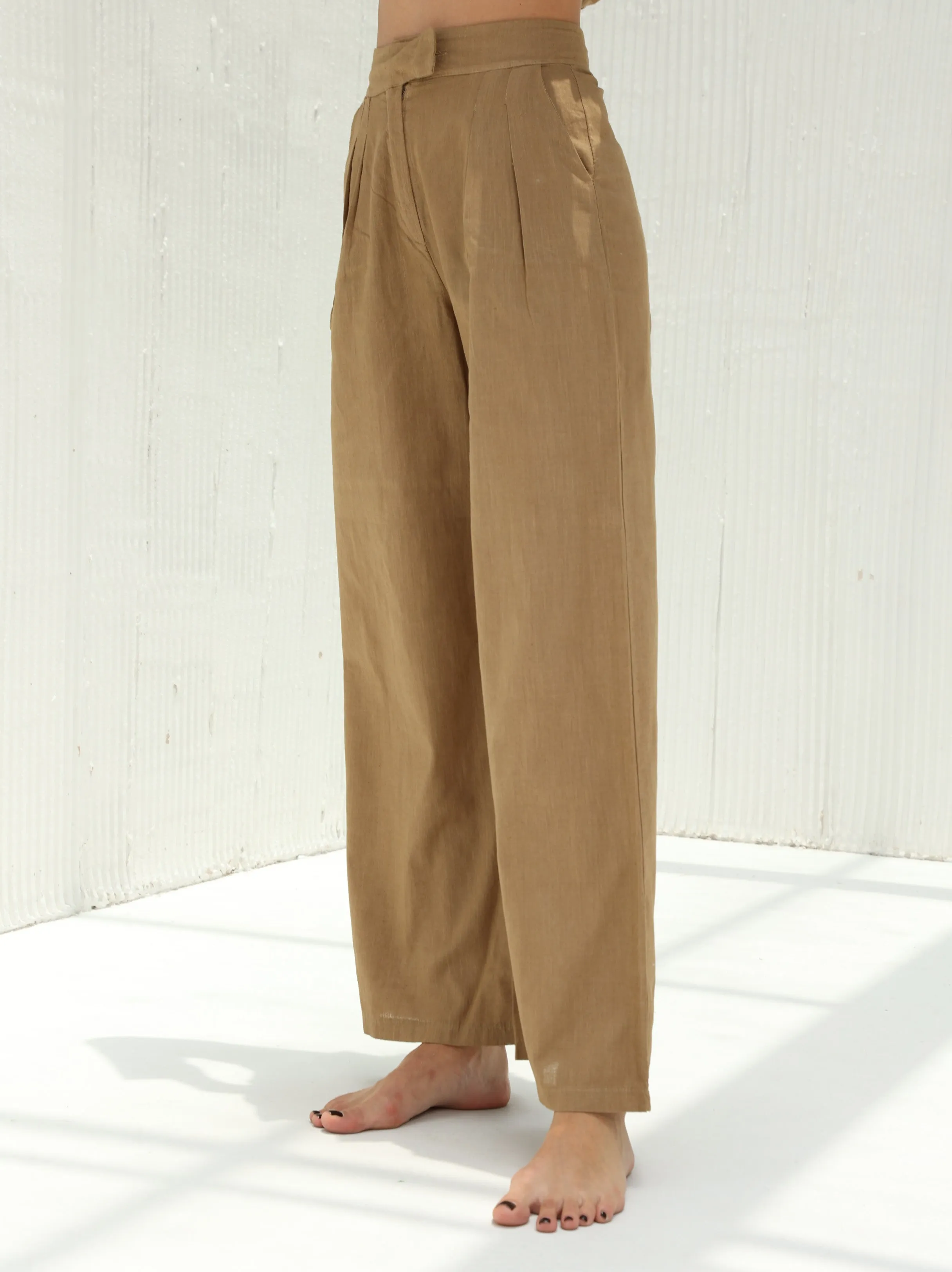 Piera Classic Pure Linen Full Length Pants