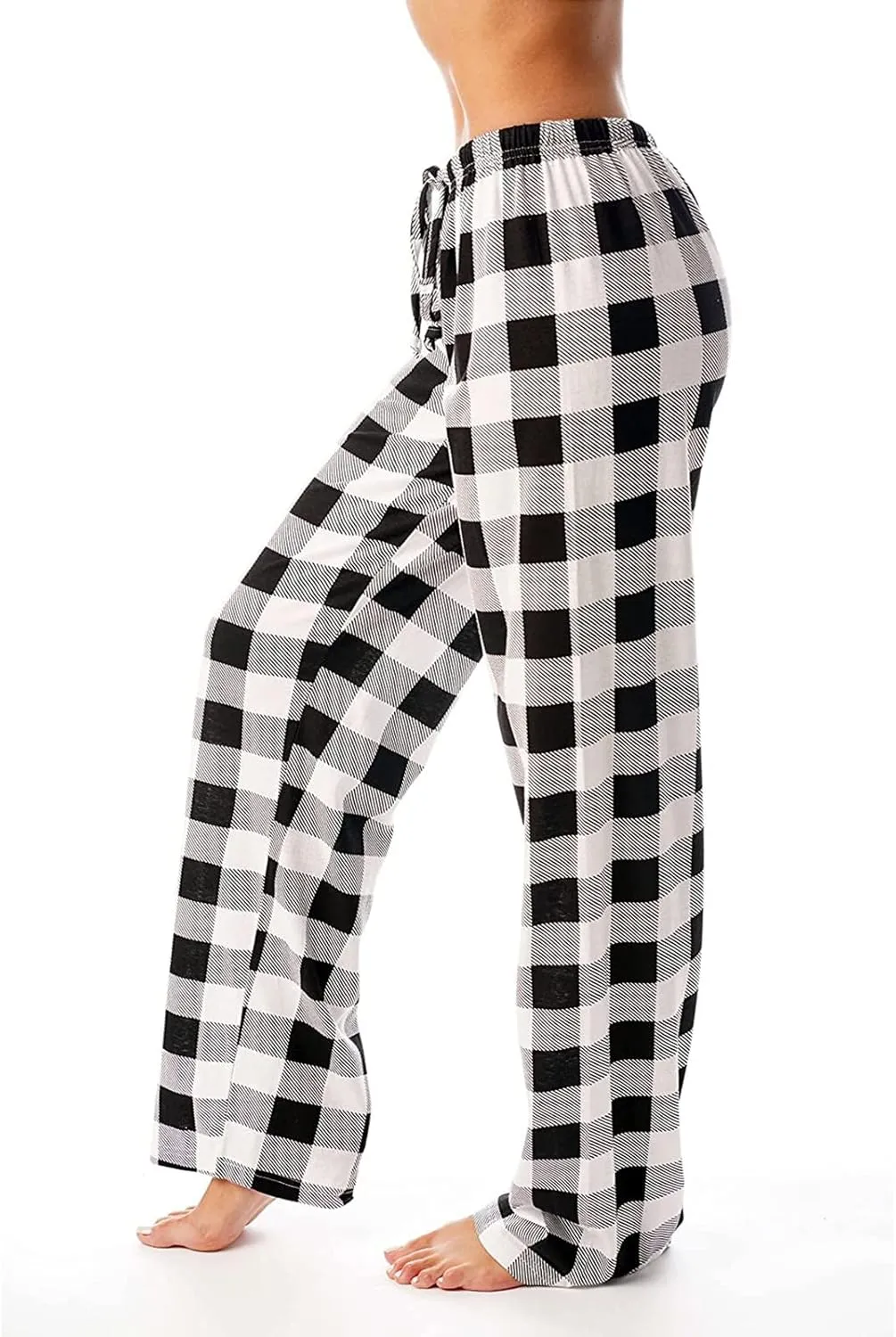 Plaid Pajama Pants Women Soft Comfy Buffalo Plaid Pj Pants Y2k Baggy Lightweight High Waisted Wide Leg Lounge Pants