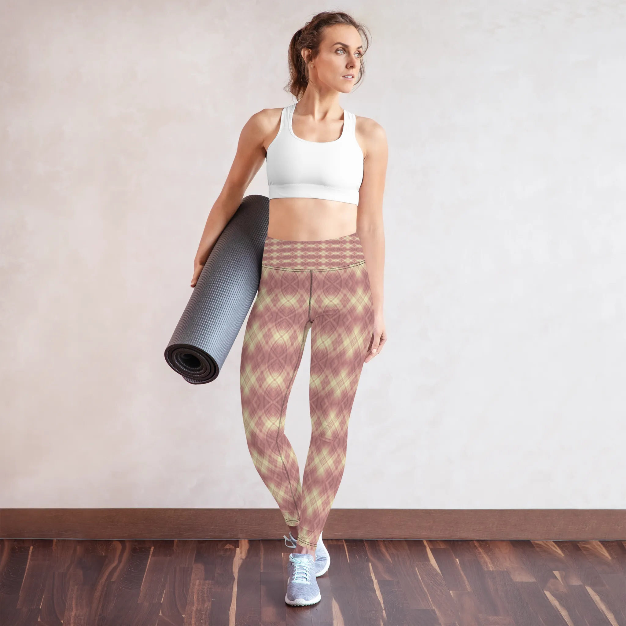 Recursia Argyle Rewired II Yoga Leggings In Pink