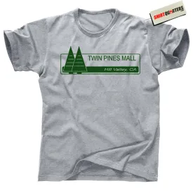Retro Twin Pines Mall T-Shirt - 80s Movie-Inspired Nostalgia Tee - Available in Hill Valley Green, Delorean Gray, and 1955 Natural (XL, Delorean Sports Gray)