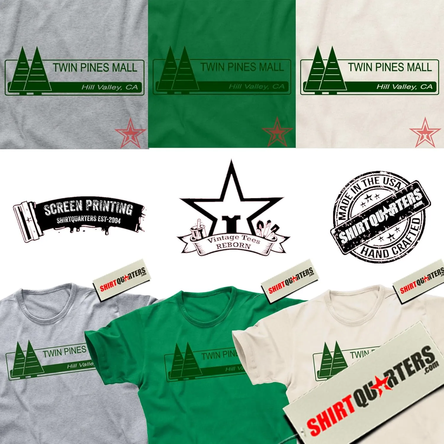 Retro Twin Pines Mall T-Shirt - 80s Movie-Inspired Nostalgia Tee - Available in Hill Valley Green, Delorean Gray, and 1955 Natural (XL, Delorean Sports Gray)