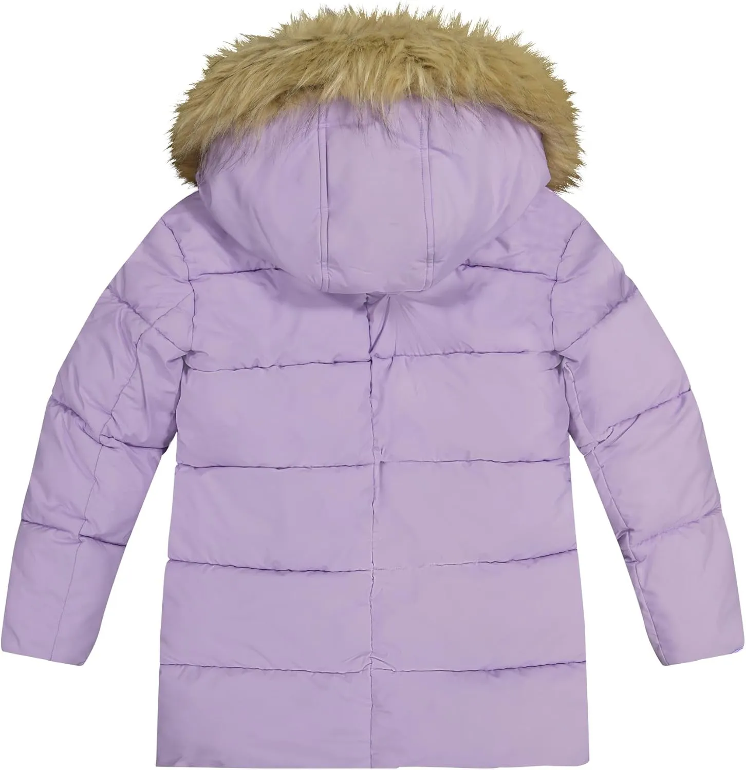 Sam Edelman Girls' Winter Puffer Coat - Faux Fur Hood, Warm Polyester Jacket