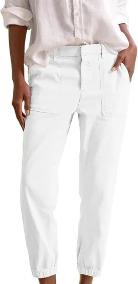 Trendy Jogger Pant for Women Elastic Waist Office Work Travel Party Trouser Daily Regular Slim Fit Cuffed Casual Pant