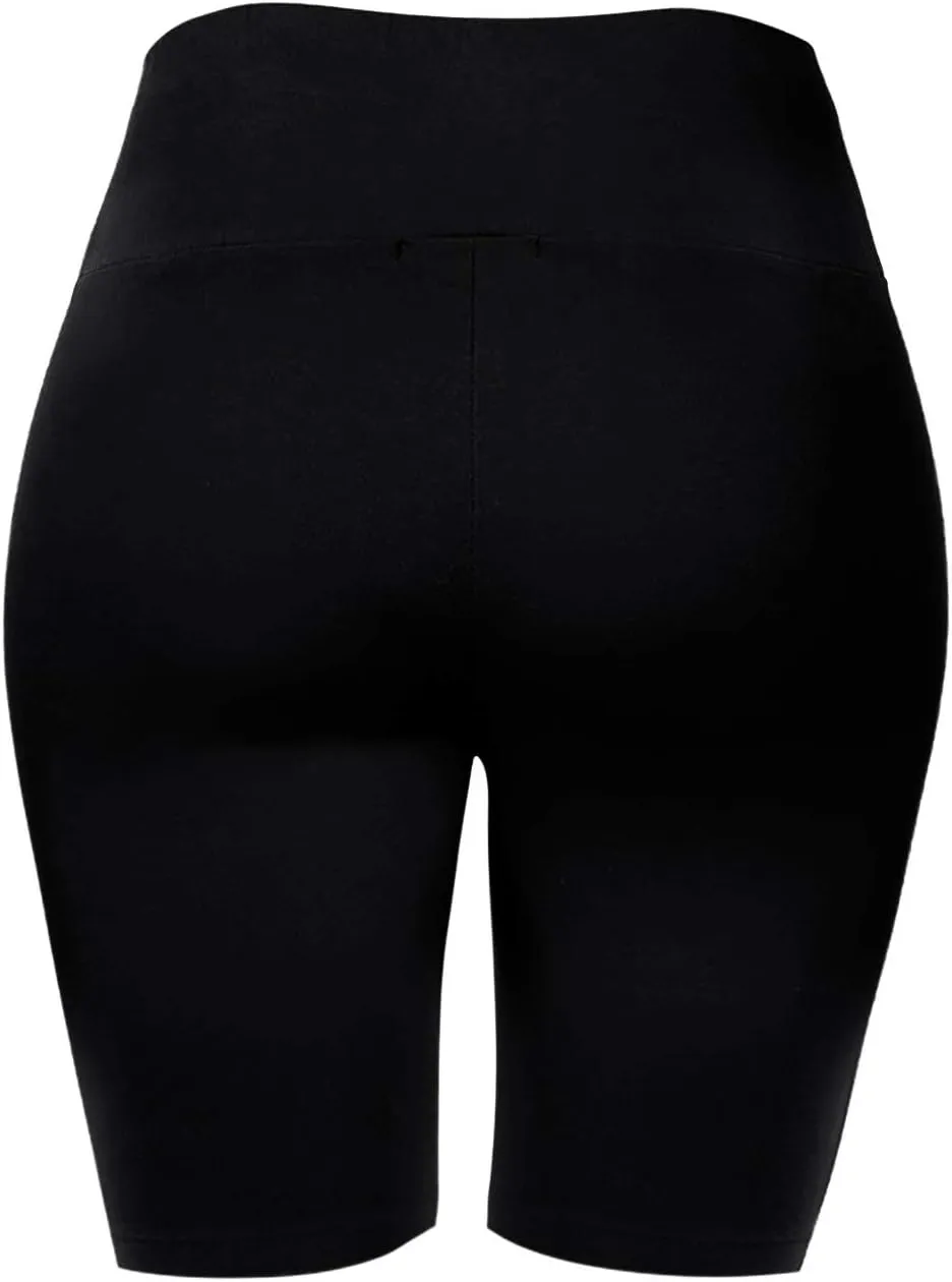 Women's Biker Shorts Buttery Soft High Waist Mid Thigh Cotton Spandex Pants