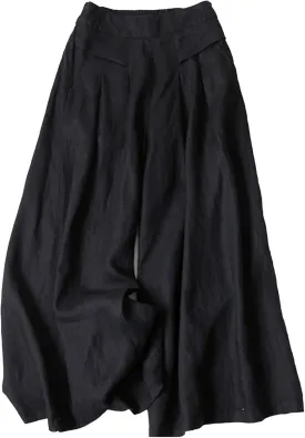 Women's Drawstring Elastic Waist Linen Blend Pants Loose Fit Palazzo Pants Beach Wide Leg Trouser with Pockets