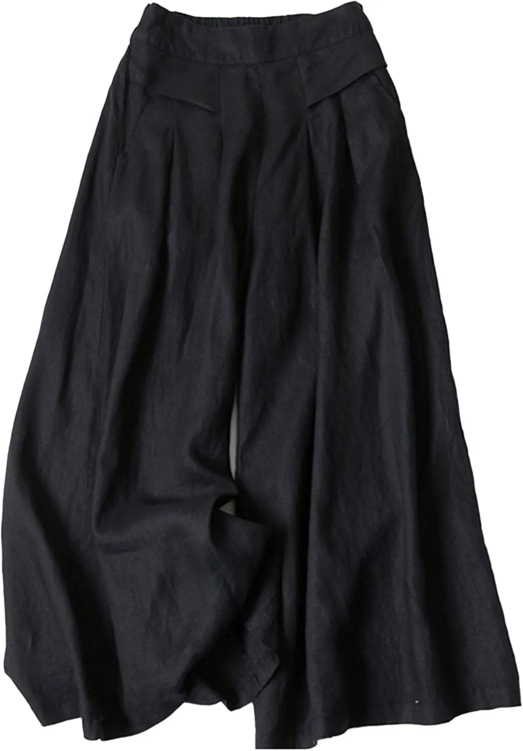 Women's Drawstring Elastic Waist Linen Blend Pants Loose Fit Palazzo Pants Beach Wide Leg Trouser with Pockets