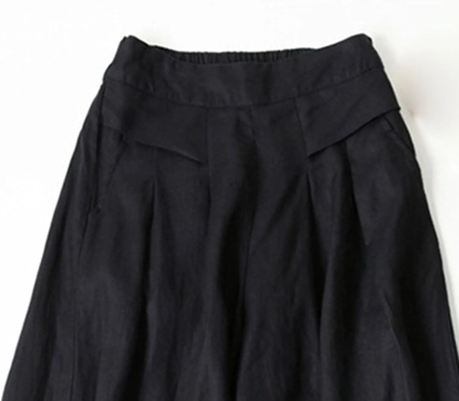 Women's Drawstring Elastic Waist Linen Blend Pants Loose Fit Palazzo Pants Beach Wide Leg Trouser with Pockets