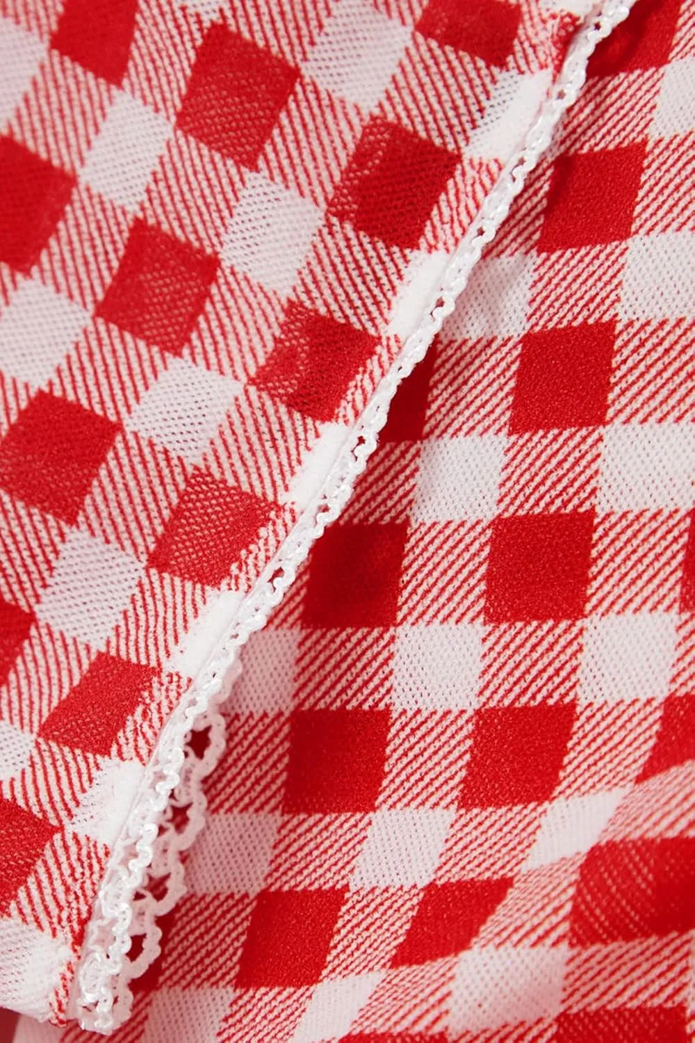 Womens Gingham Capri Pants High Waisted Skinny Fit Lace Cuffs Plaid Short Pants Summer Capris Leggings