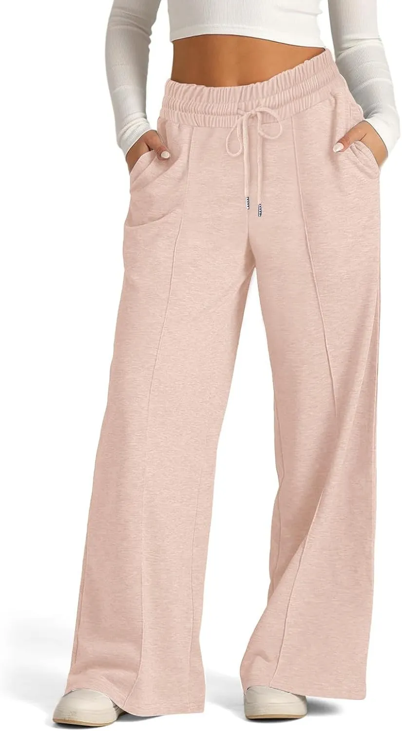 Women's Wide-Legged High-Waisted Yoga Sweatpants with Dressy Casual Loose Fit Fashion