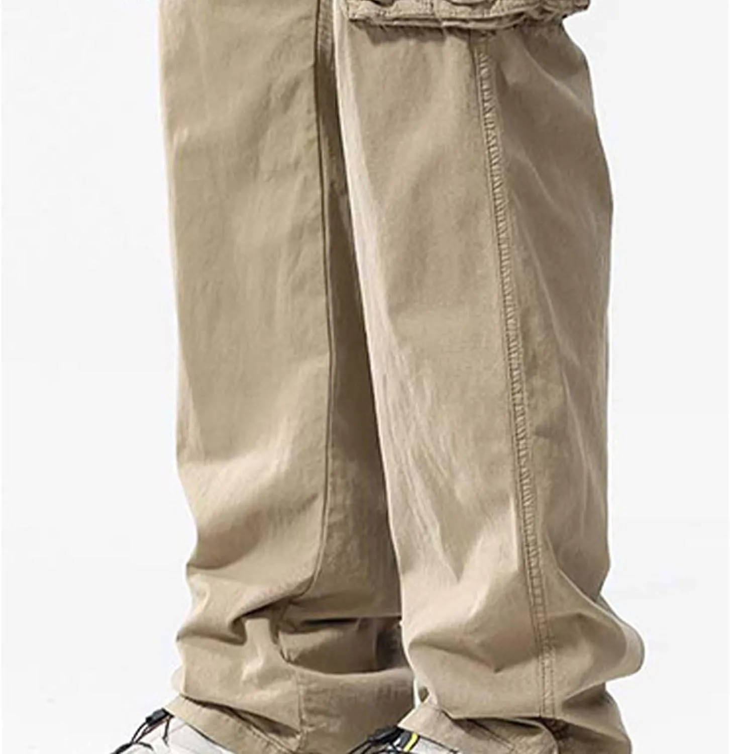 Xiaojmake Men's Outdoor Elastic Waist Cargo Pants Casual Loose Fit Workwear Straight Athletic Trousers Pull On Military Pant