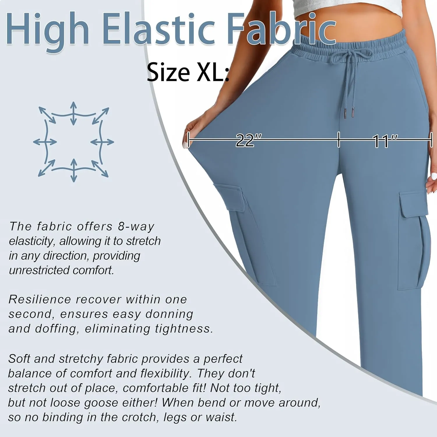 YOYOYOGA Womens Cargo Pants High Waisted Joggers Baggy Drawstring Sweatpants with Pockets Elastic Waist Athletic Pants