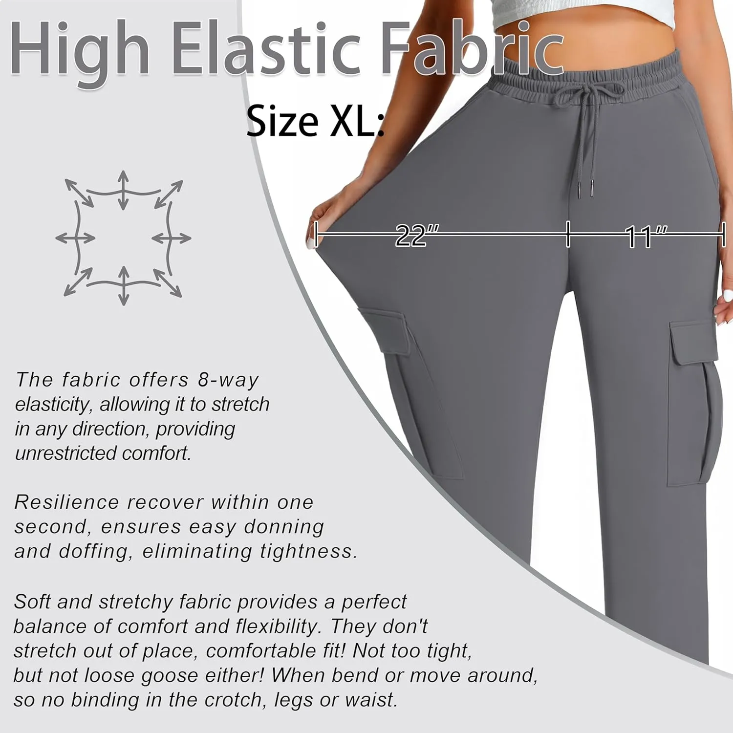 YOYOYOGA Womens Cargo Pants High Waisted Joggers Baggy Drawstring Sweatpants with Pockets Elastic Waist Athletic Pants