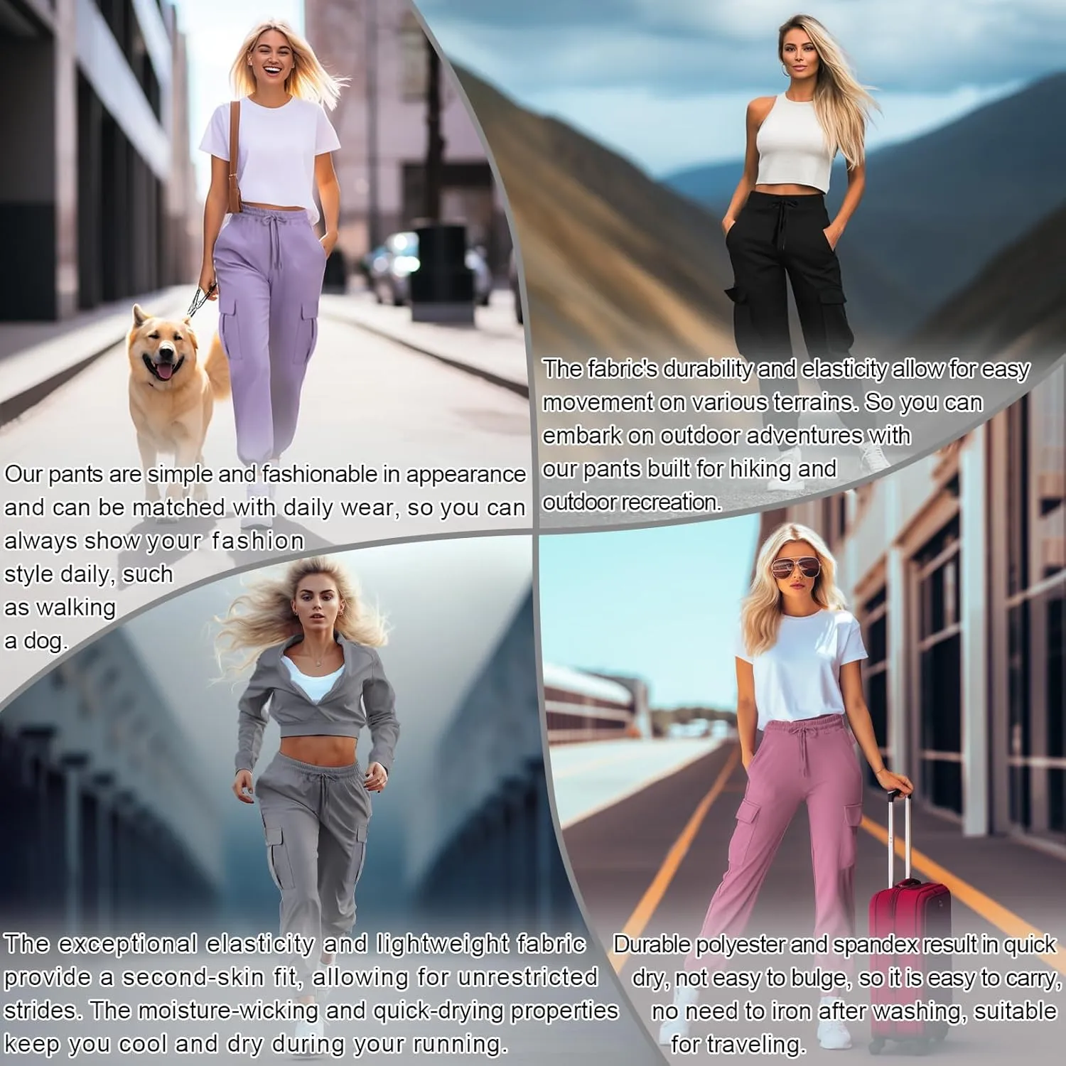 YOYOYOGA Womens Cargo Pants High Waisted Joggers Baggy Drawstring Sweatpants with Pockets Elastic Waist Athletic Pants